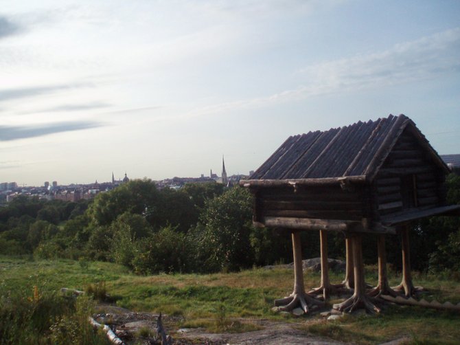  Sami storehouse on stilts at Skansen, the world's oldest open-air museum, in Stockholm, Sweden 