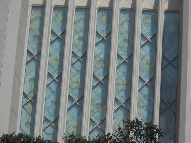 Architectural detailing of Mormon Temple-University City.