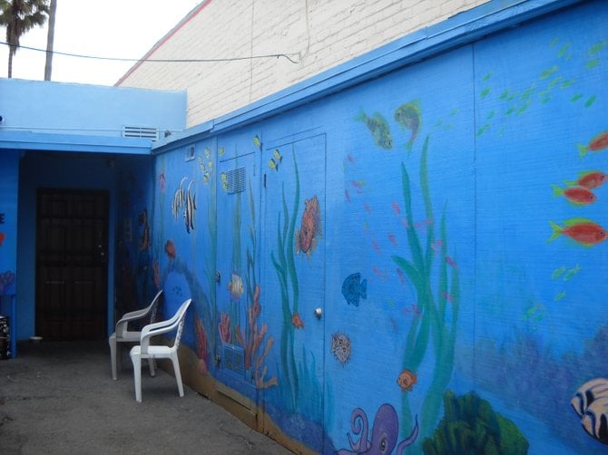 For the "discreet drinker," the colorful alley entrance to Pacific Shores.
