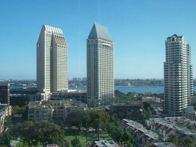 View of Downtown San Diego from a 12th floor high rise.