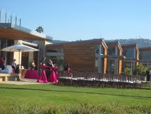 Festive wedding being set up at Scripps Forum overlooking
La Jolla Shores beach.