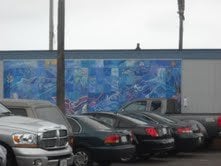 Mural in the Newport Avenue parking lot-Ocean Beach.