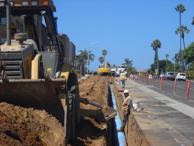 Trench repair work being done along West Pt. Loma Blvd.