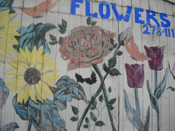 Colorful Flower Shop wall along Genesee Avenue.