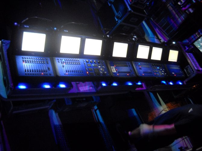 Control panels at Viejas Arena for STP show.