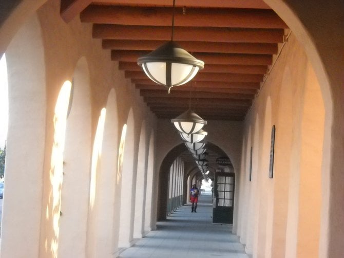 Liberty Station courtyard walkway-very well lit.