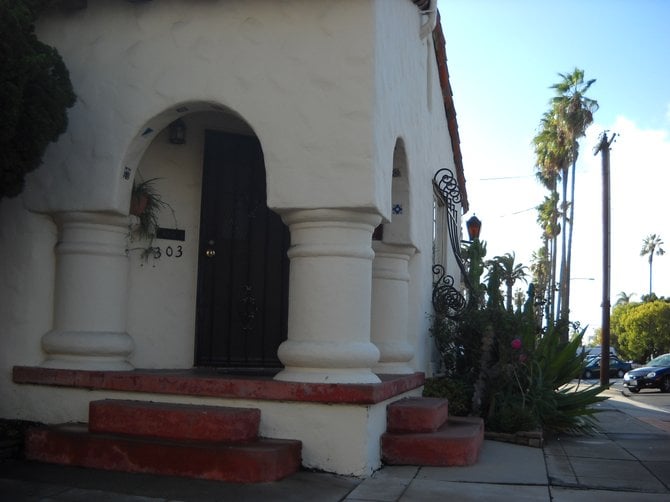 Interesting Spanish architecture on a corner in Banker's Hill.