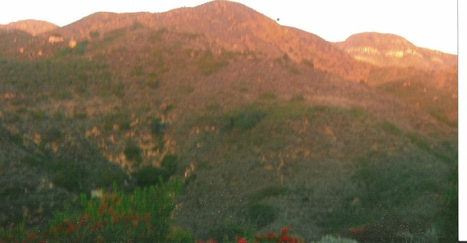 Could this be the twilight phenomenon known as the pink moment in the hills of Ojai, California?
