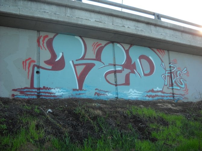 Colorful graffiti along Mission Valley Preserve bike path