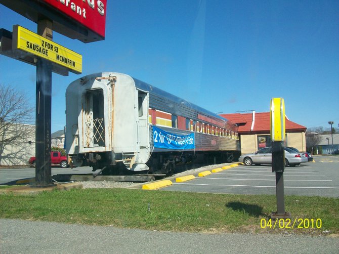 This is how they do McDonald's back east, in an old rail car!