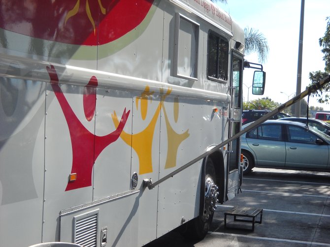 San Diego Blood Bank Blood Mobile at Balboa and Genesee Avenues.