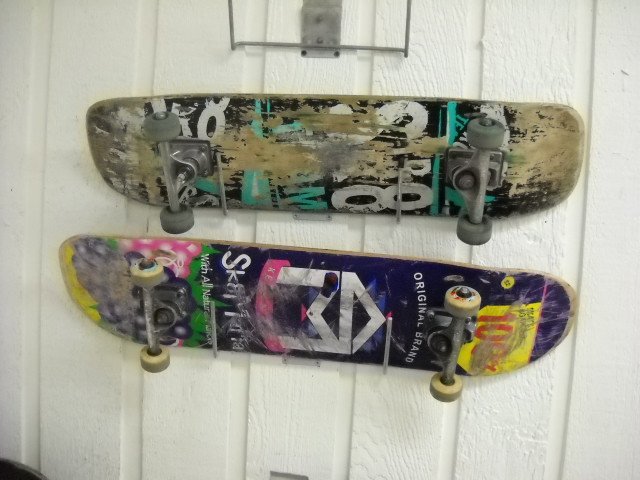 mounted skate boards at IB Skate Park.