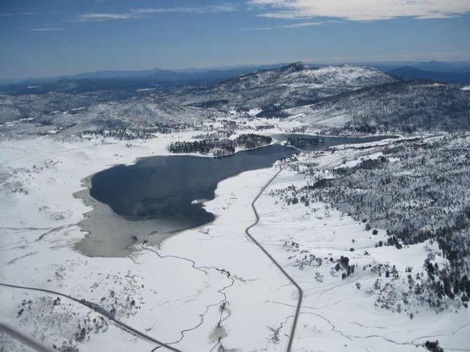 A photo of Lake Cuyamaca, taken February 28 from a private aircraft at 1500 feet.