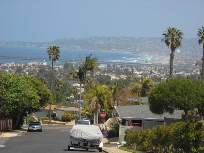 View from residential Sunset Cliffs over-looking Ocean Beach.