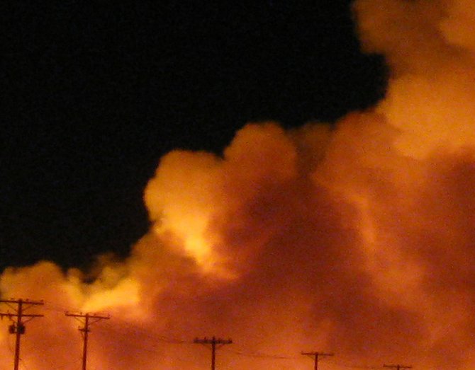 In the midst of horrendous haystack fire, a "heart" shaped smoke cloud makes a statement!  Photo was taken March 24th, 2011 at Silsbee Road, Seeley, CA.
"it's a Vilma!"  Vilma Ruiz Pacrem