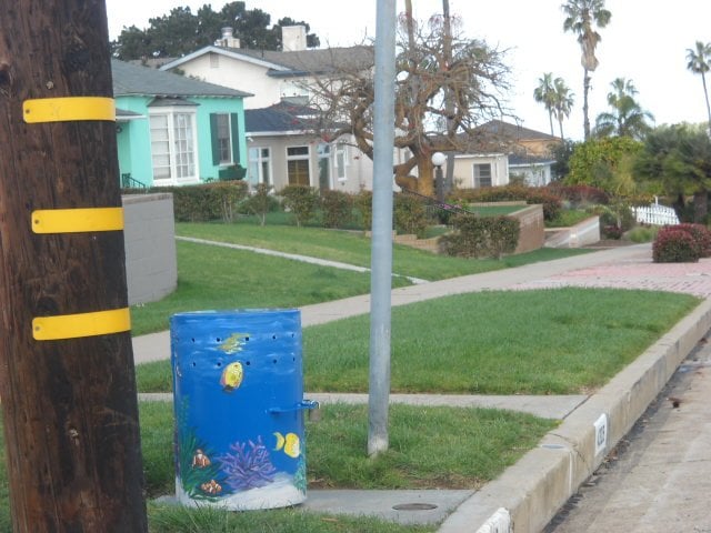 Small utility box art on corner of Newport Ave. and Venice St.