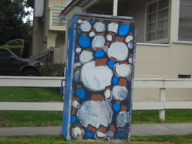 Colorful utility box art on the corner of Jewel & Grand Ave. in Pacific Beach.