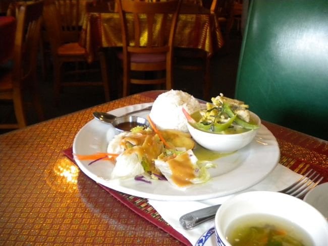 Green curry and free soup, $7.95 lunch special