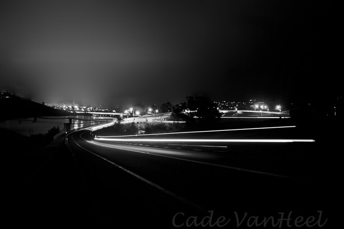 Taken on an overcast night facing the mall and the new walking bridge