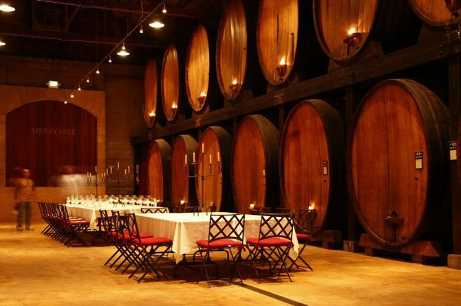 The barrel room at Merryvale Vineyards