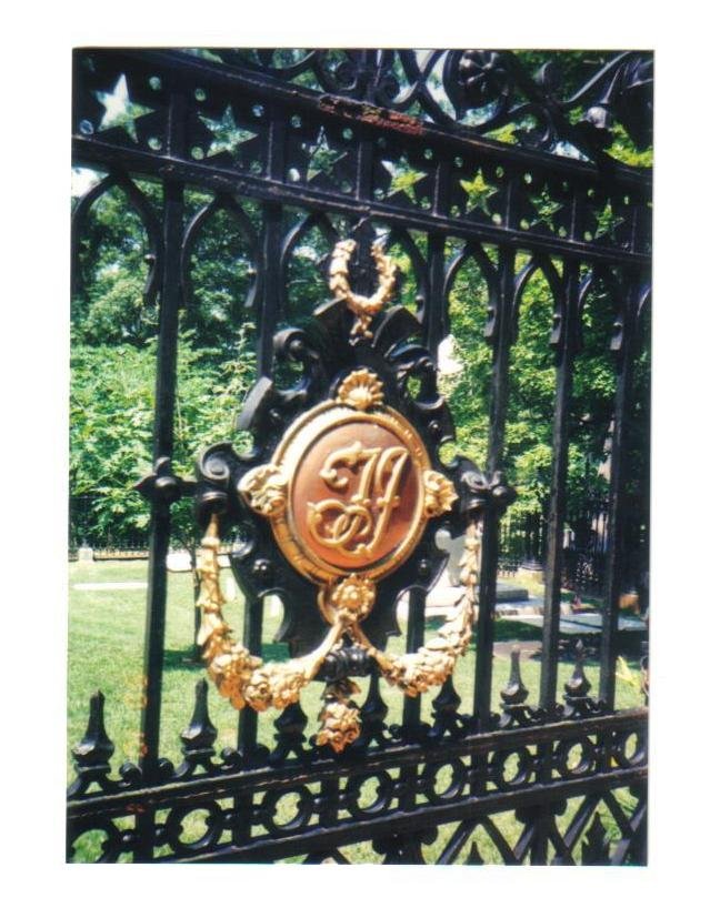 Thomas Jefferson's monogram on his private cemetery gate, Monticello, Charlottesville, VA.