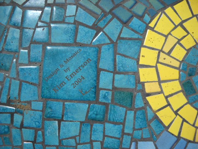 Sun Harbor Marina tile fountain detail.