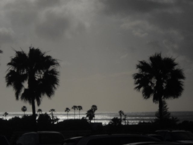 View of Moonlight Beach from the Civic Center parking lot.