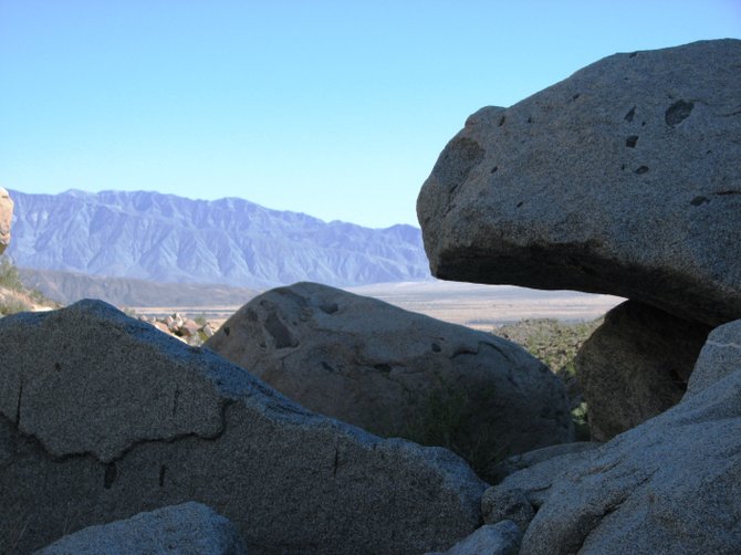 Anza-Borrego desert view through boulders
