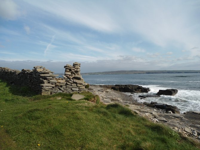 Seaside stone wall in County Clare, Ireland