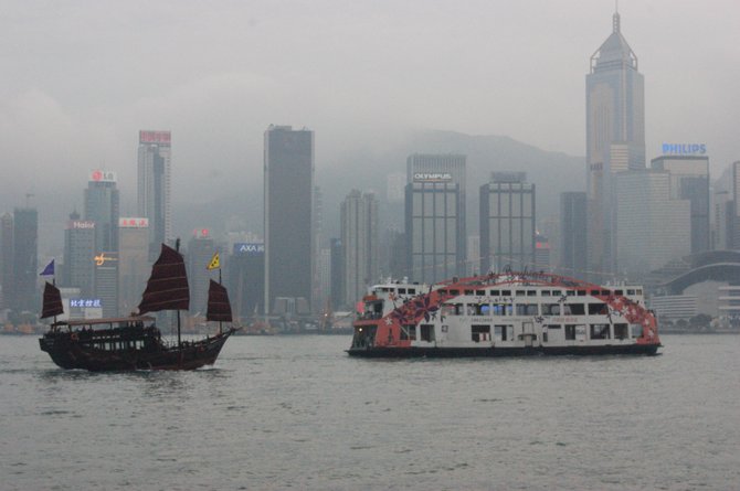 Boats in Hong Kong harbor