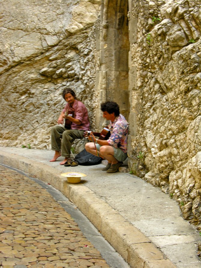 The music-filled cobblestone streets of Avignon. 
