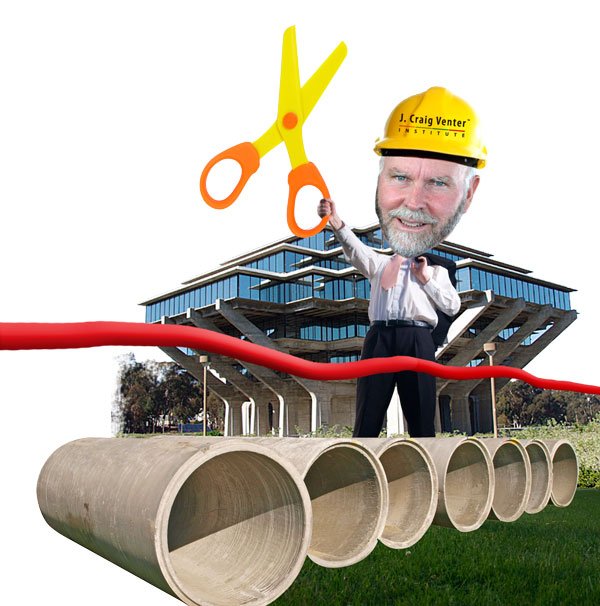 When Craig Venter went to break ground at UCSD, he discovered a storm sewer. UCSD officials don’t want to talk about it.