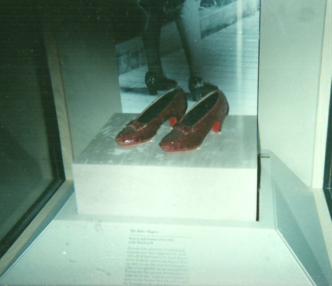 There's no place like home. The ruby red slippers worn by Dorothy (Judy Garland) in the Wizard of Oz. American History Museum, Washington DC