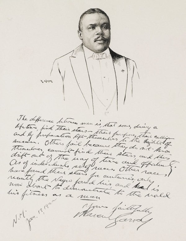 A dealer bought this pen-and-ink portrait of Marcus Garvey by Robert Kastor for $1250. It sold at a later auction for $31,200.