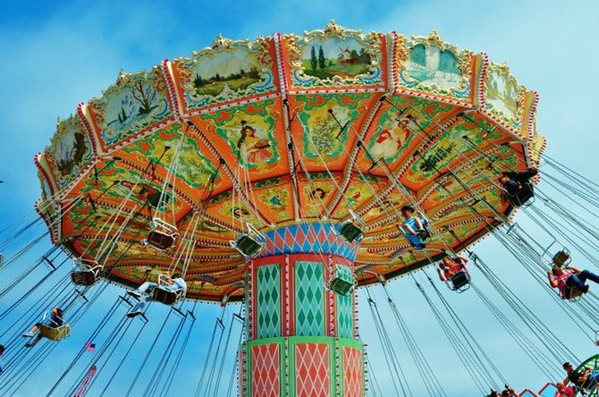 Swings in the air at the San Diego Fair.