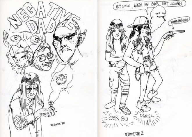 Matt Bahamas (Heavy Hawaii) and Nate Williams (Wavves) will “probably” preview their comic, Negative Dad, this summer.
