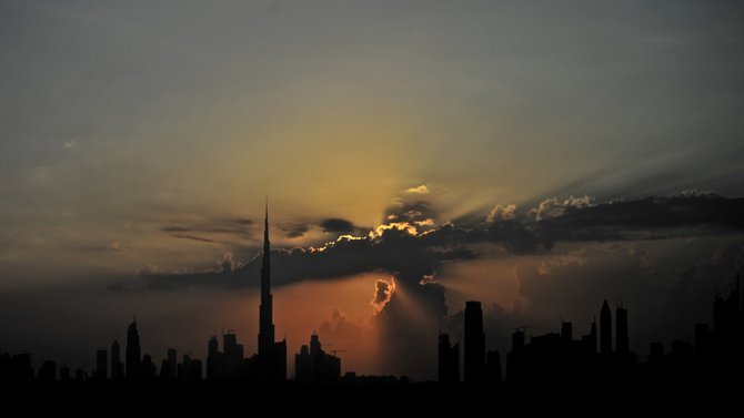 Dubai panorama before sunset