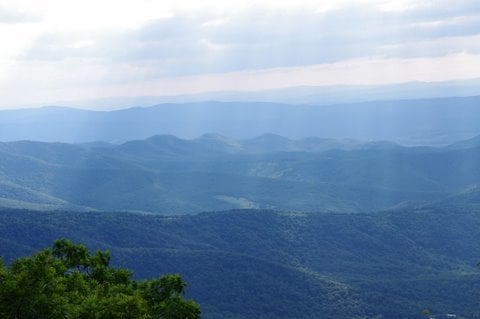 Looking out at the Blue Ridge Mountains 
