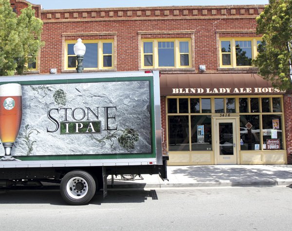 Stone Brewing Company delivers their own and 32 other craft-beer brands 
to restaurants and bars such as the Blind Lady Ale House in Normal Heights.