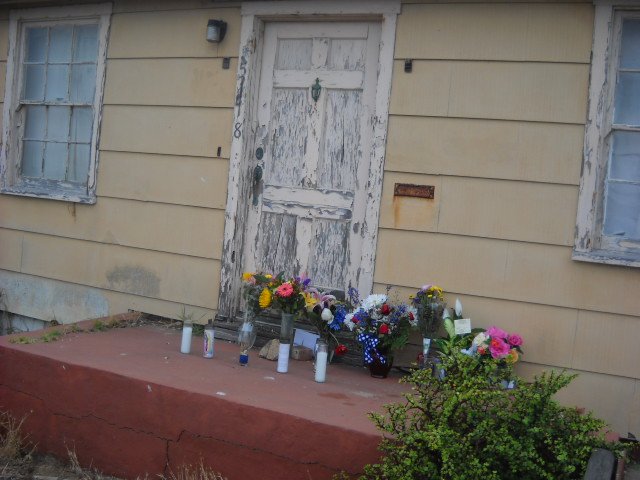 Jim Cummin's front door reflects the community sadness at his passing in an auto accident.