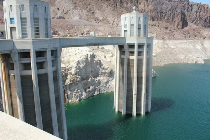 This picture shows the penstock towers at the Hoover Dam.