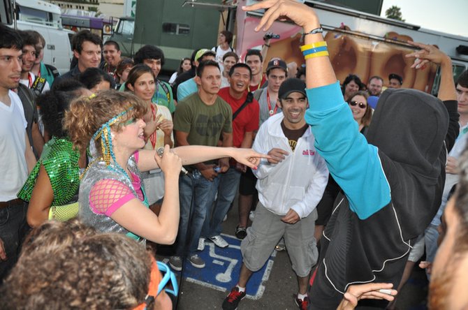 Danceoff in the parking lot next to the ice cream truck!