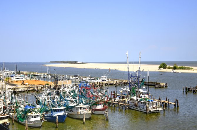 Deer Island, Shrimp Boats photo taken from the Hard Rock Casino In Biloxi