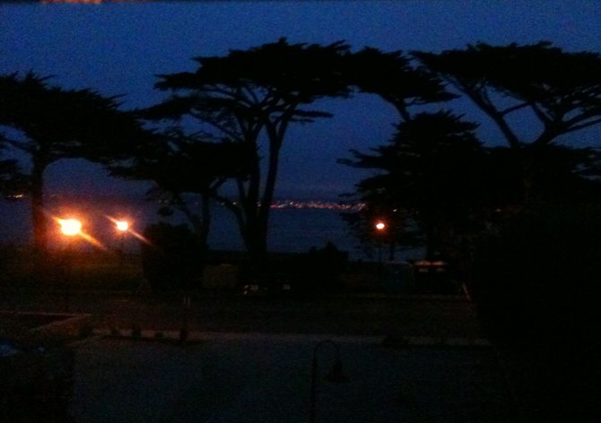 Evening at Lover's Point: View from my window, Borg's Seafront Motel, Pacific Grove, CA
