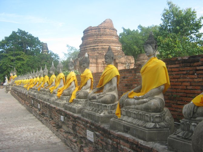 Row of Buddhas in Ayutthaya, Thailand

