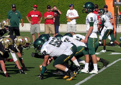 Palo Verde Valley quarterback Robert Shupe surveys the defense before the snap