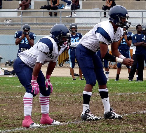 Morse quarterback Christian Burger (right) and running back James Roberts in the backfield