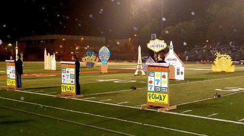 Poway’s field was turned into the Las Vegas Strip during the “Viva Las Vegas” Homecoming halftime show