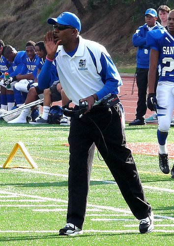 San Diego head coach Keir Kimbrough shouts instructions from the sideline