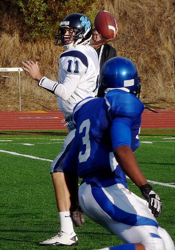 University City quarterback Logan Stewart spots a receiver downfield